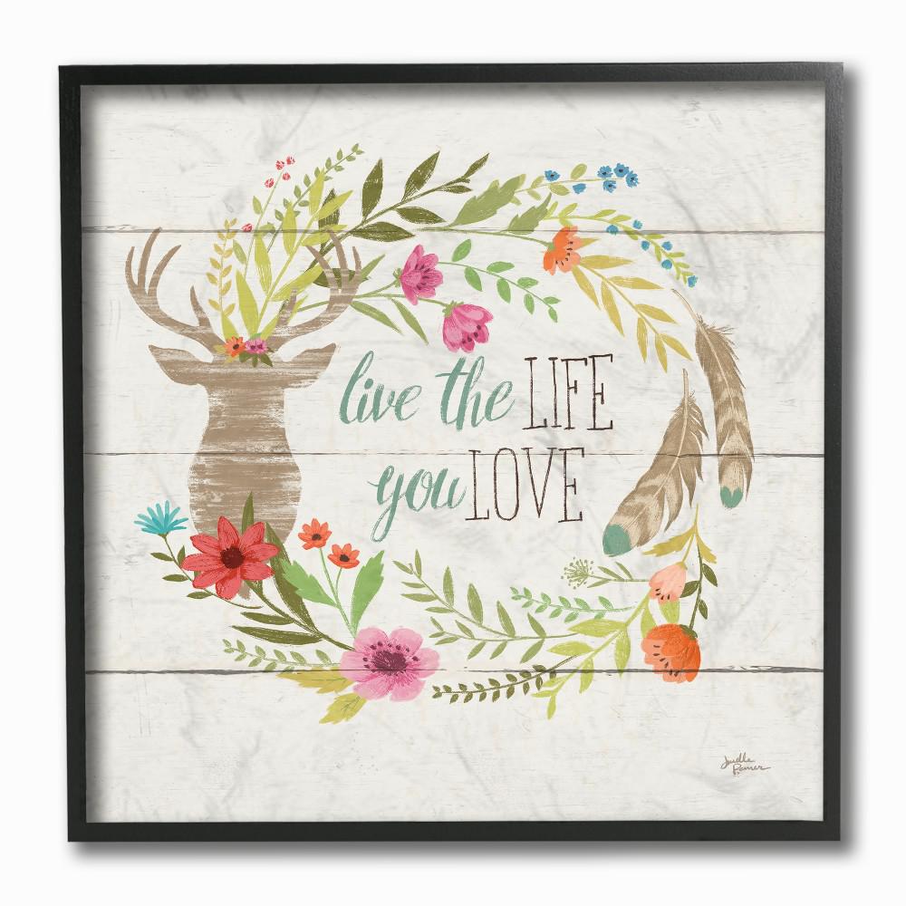12 In X 12 In Rustic Blooms Live The Life You Love By Janelle Penner Wood Framed Wall Art