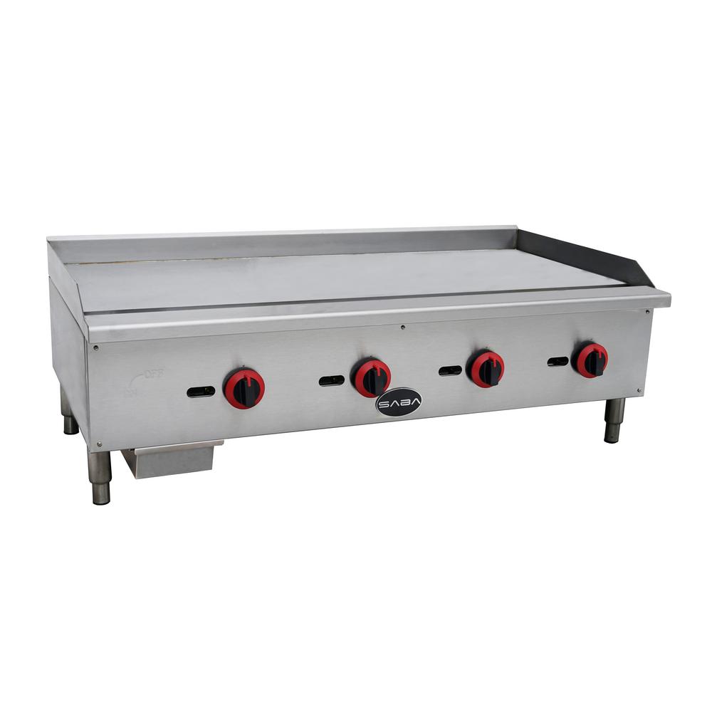 Saba 48 In Commercial Griddle Gas Cooktop In Stainless Steel With