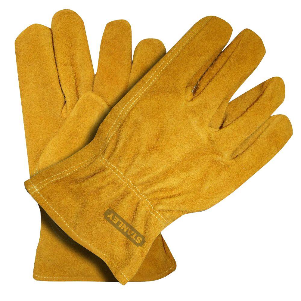 2 Pairs Large Cowhide Split Leather Palm Heavy Duty Safety Work Gloves Driving