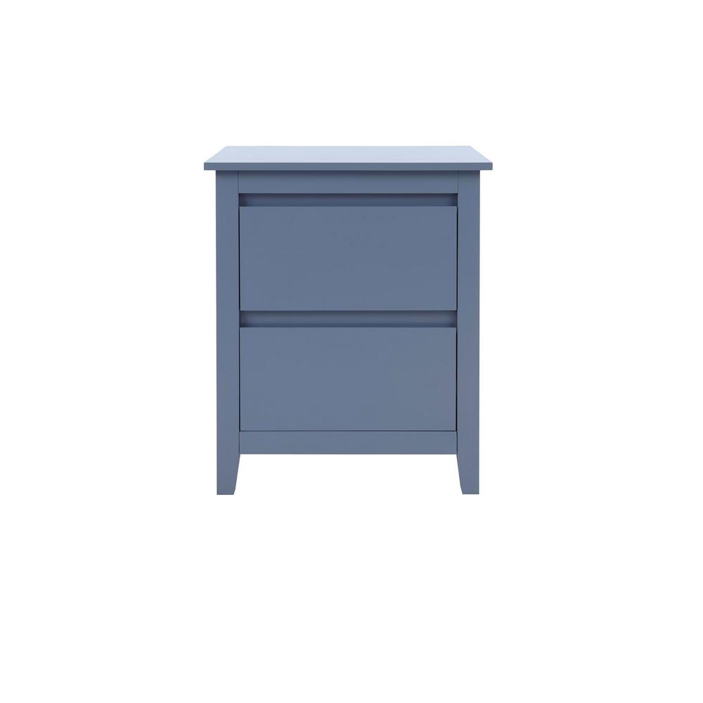 Stylewell Alanis 2 Drawer Steel Blue Wood Nightstand 22 In W X 26 In H Bf 25649 Sb The Home Depot
