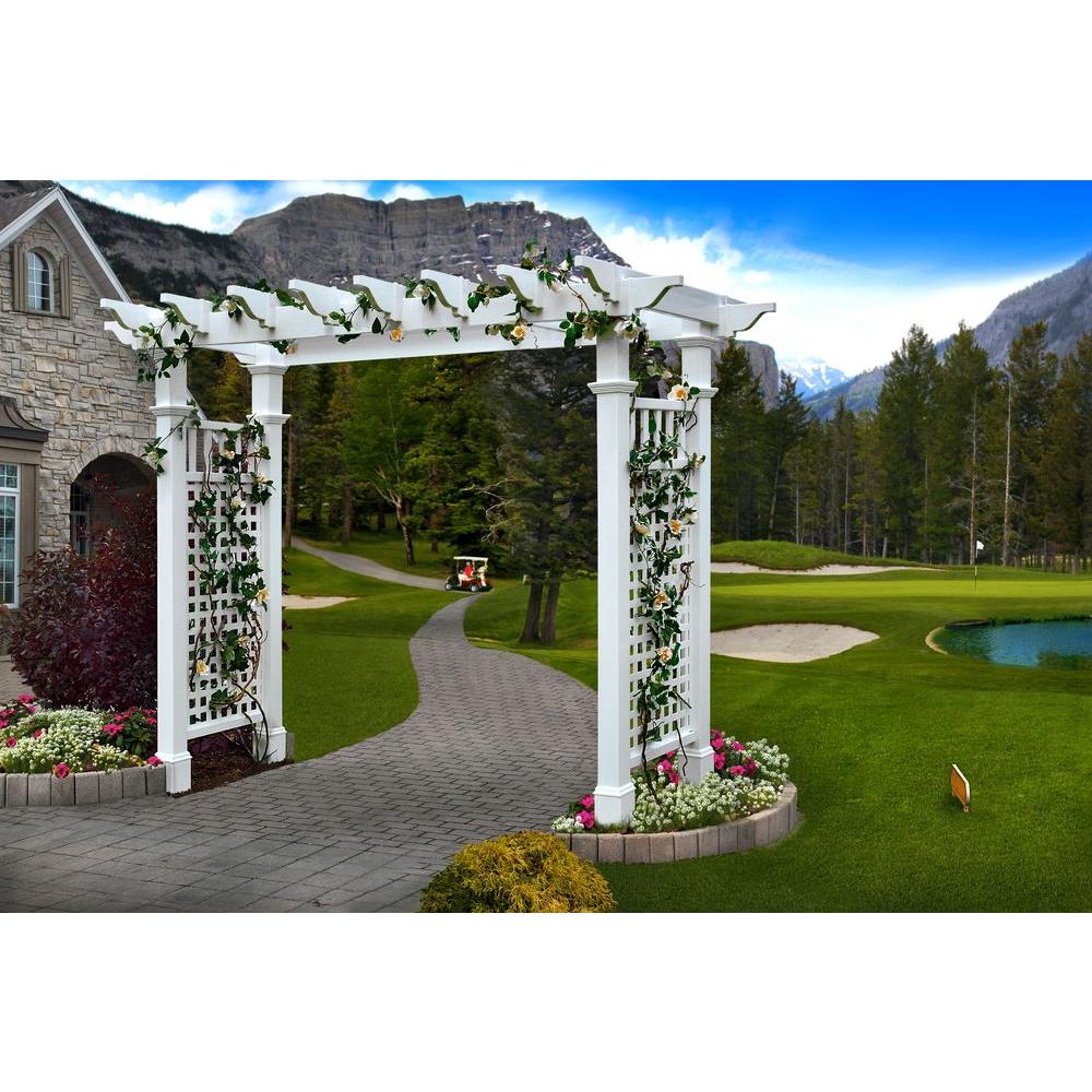 Arbors Trellises The Home Depot Fairfield Grande Arbor With Trim Kits