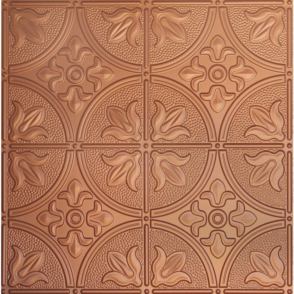 Dimensions 2 Ft X 2 Ft Copper Lay In Tin Ceiling Tile For T Grid Systems