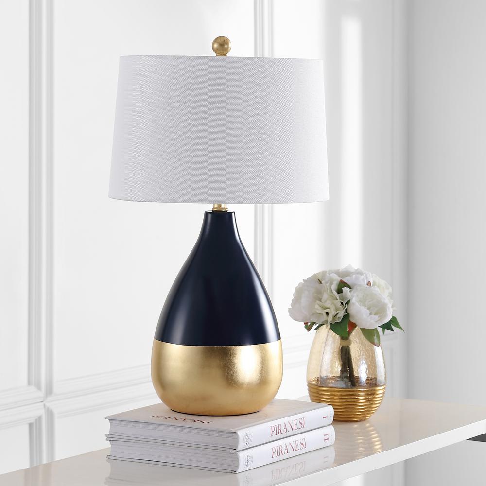 navy and gold table lamp