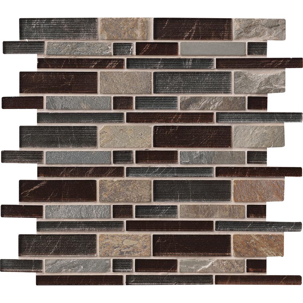 Msi Urbano Blend Interlocking 12 In X 8mm Glass Stone Mesh Mounted Mosaic Tile 10 Sq Ft Case
