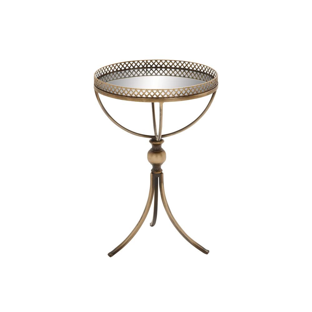 Litton Lane Gold Brass Round Accent Tray Table 65369 The Home Depot Litton Lane Gold Brass Round Accent Tray Table