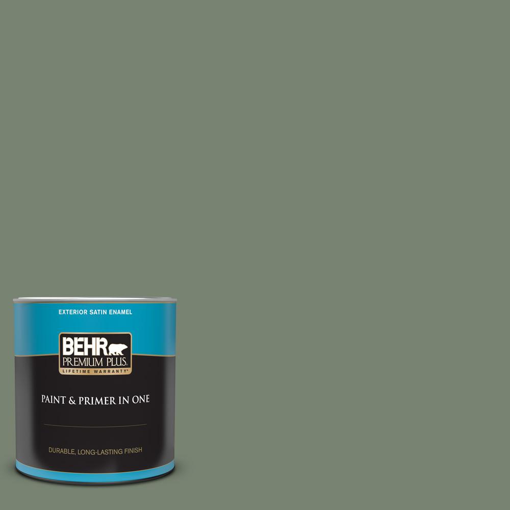 BEHR PREMIUM PLUS 1 qt. ICC77 Sage Green Satin Enamel