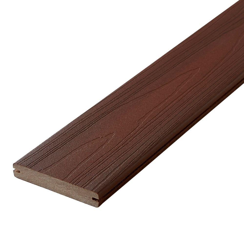 Veranda 1 in. x 5-1/4 in. x 12 ft. Brown Square Edge Capped ...