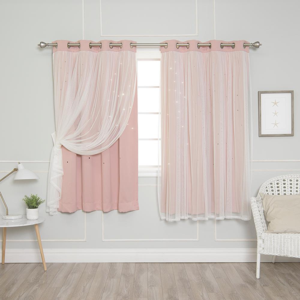Best Home Fashion 63 In L Dusty Pink Tulle Overlay Star Cut Out