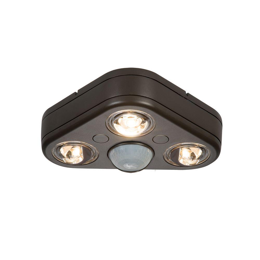 All Pro Bronze Floodlights Outdoor Flood Spot Lights Revolve 270 Degree Bronze Triple Head Motion Activated Outdoor Integrated Led Security Flood Light At