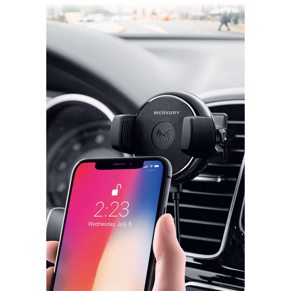 Merkury Innovations Qi Certified Fast Charge Wireless Charger//Power Mount for Car Windshield or Dashboard Compatible with iPhone X 8//8 Plus Samsung Galaxy S8 Note 8 /& More Qi Devices