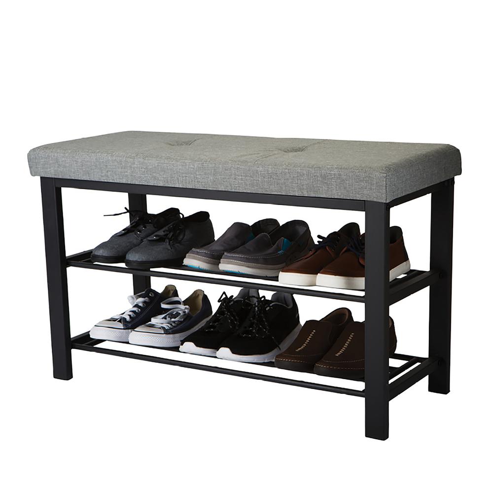 Simplify Entryway Bench With Shoe Storage In Grey F 0681 Grey The Home Depot