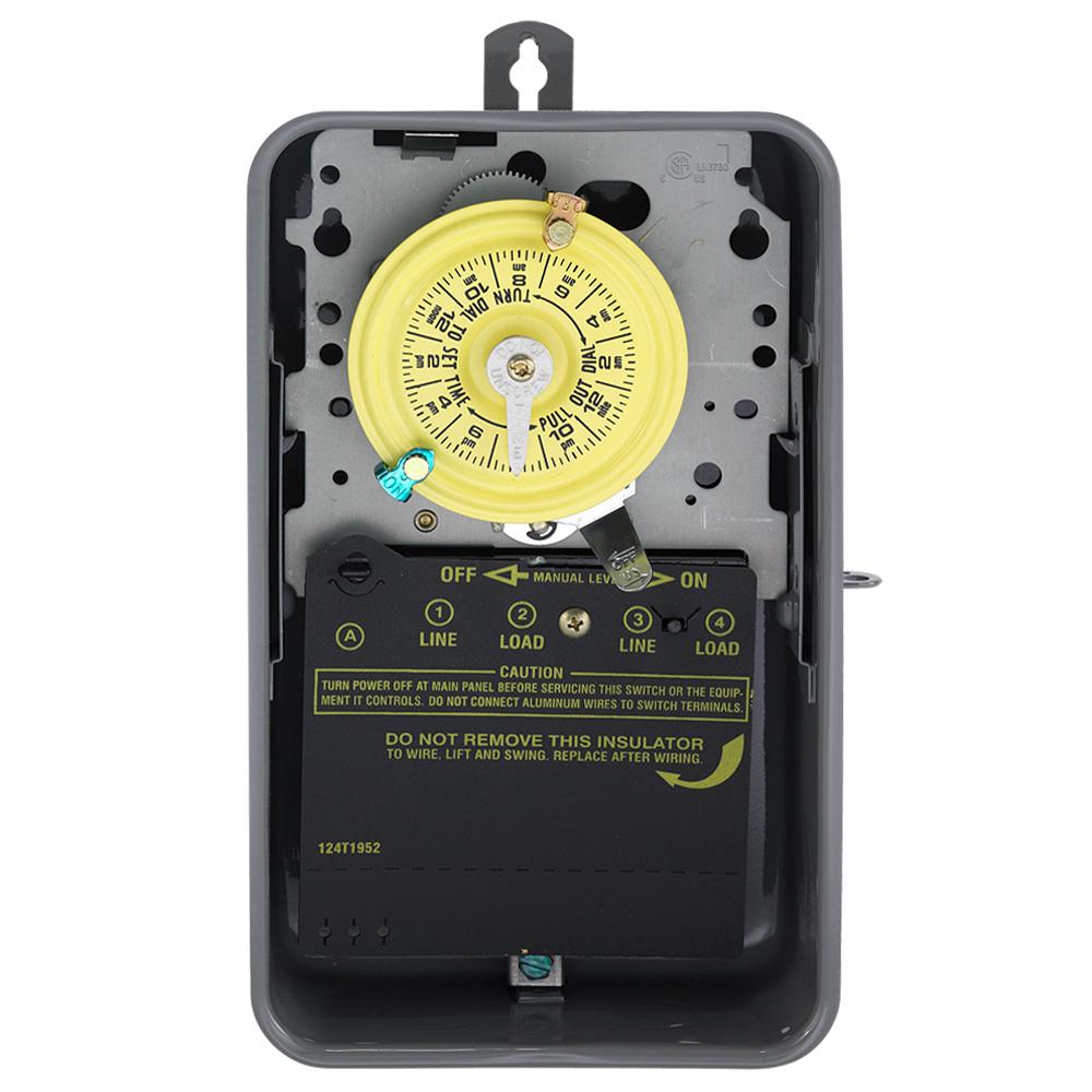 Outdoor Timers Wiring Devices Light Controls The Home Depot T101r Series 40 Amp 125 Volt 24 Hour Spst Mechanical Time Switch With Outdoor