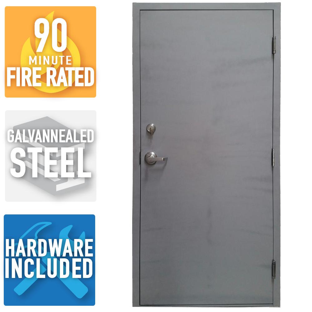 36 In X 80 In Fire Rated Gray Left Hand Outswing Flush 36 In X 80 In Fire Rated Gray Left Hand Outswing Flush