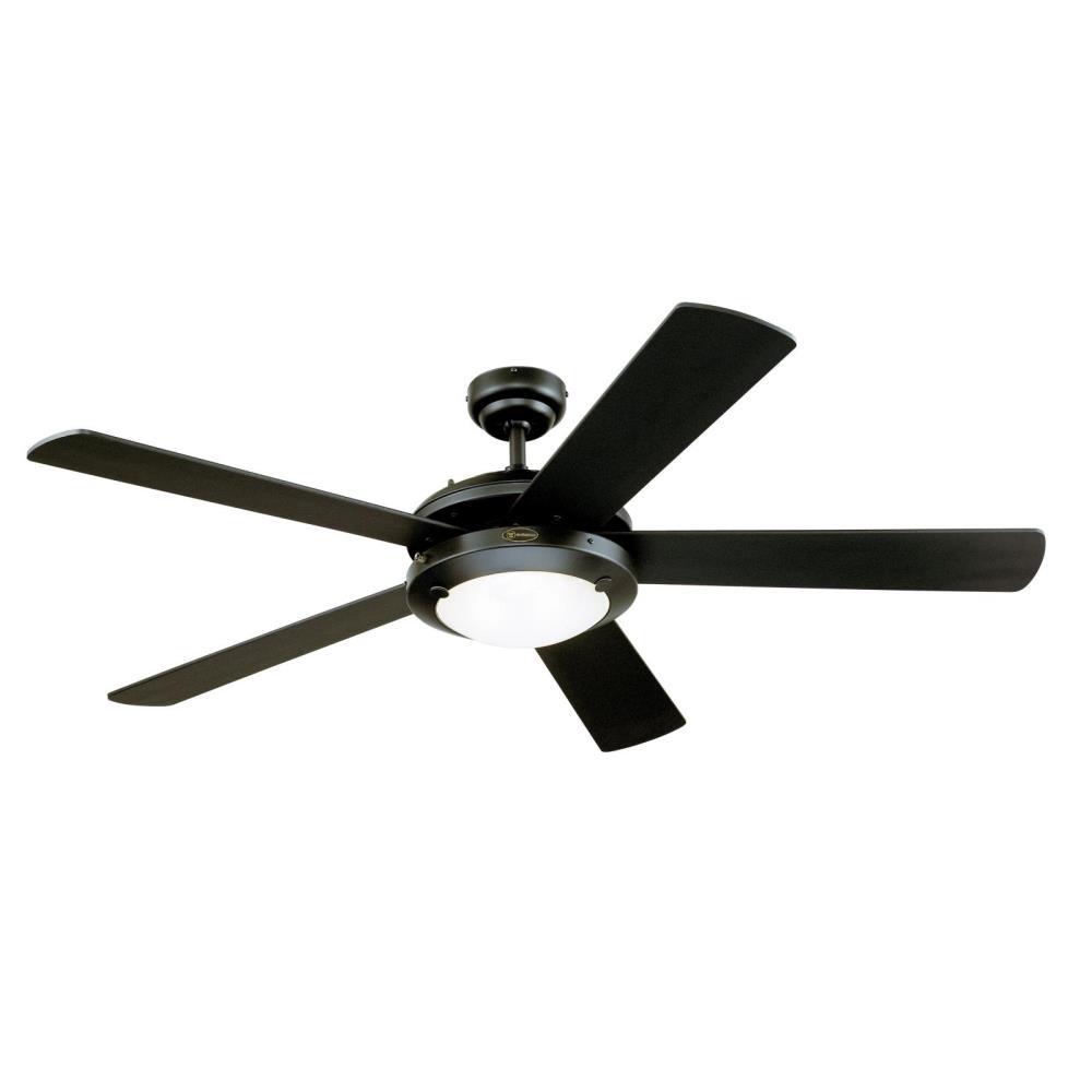 Westinghouse 7224200 52 in. Matte Black Frosted Glass Indoor Ceiling Fan with Reversible Blades Black & Black Marble