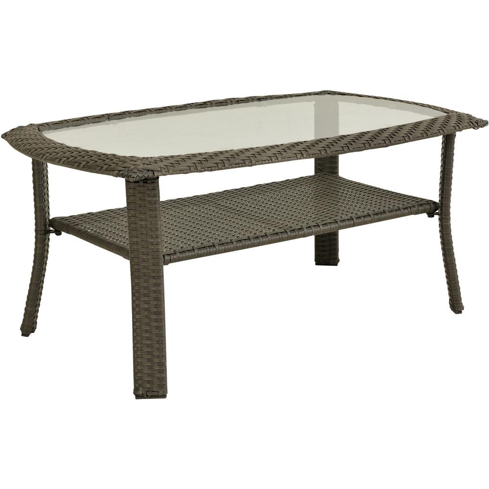 Hanover Newport Brown Woven Patio Coffee Table Newport1pc Tbl The Home Depot