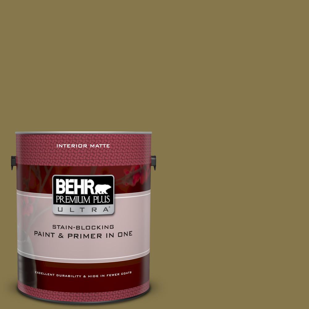 Behr Premium Plus Ultra 1 Gal M330 7 Green Tea Leaf Matte Interior M330 7 Green Tea Leaf Matte Interior Paint And Primer In One