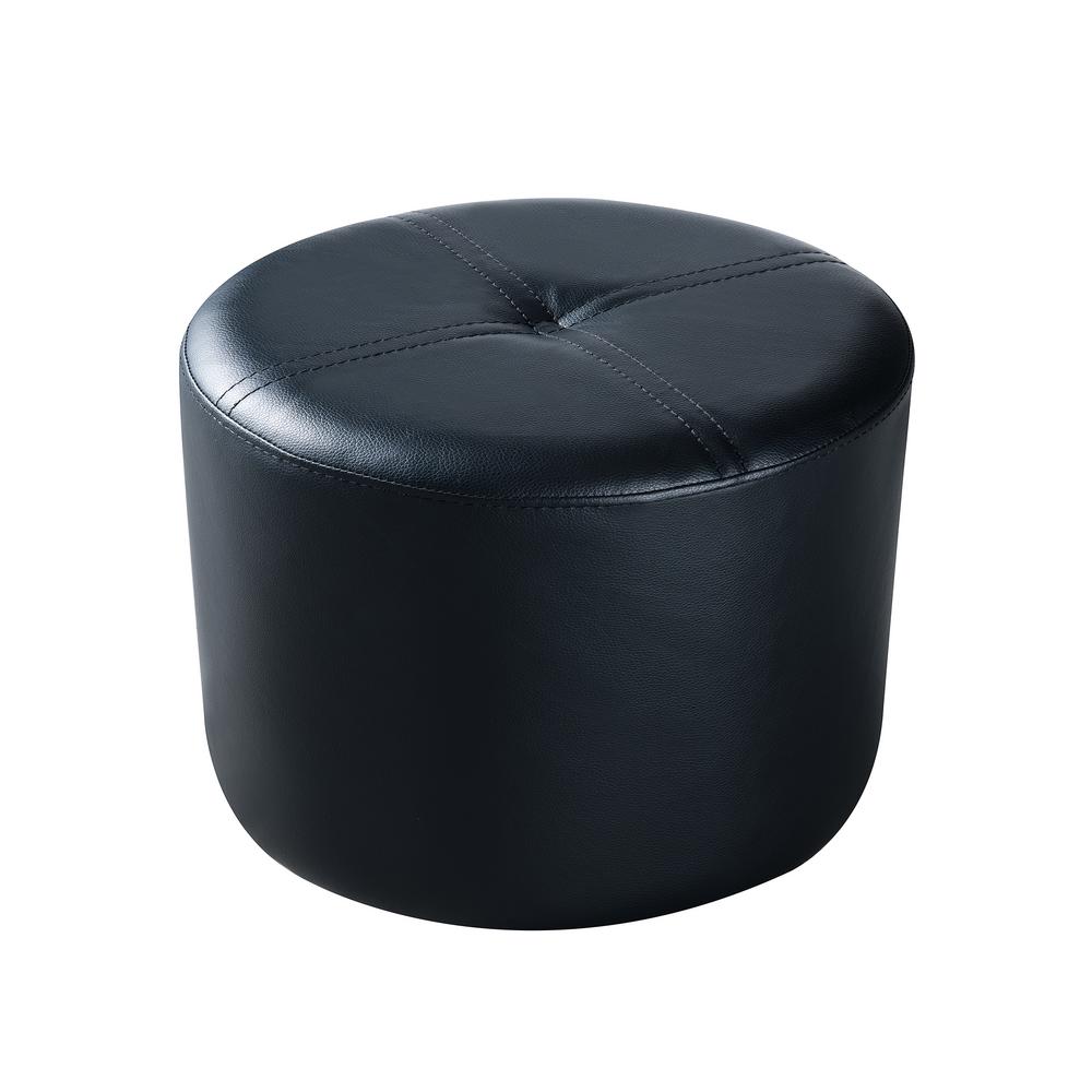 Round Faux Leather Mid Century Modern Ottomans Living Room Furniture The Home Depot