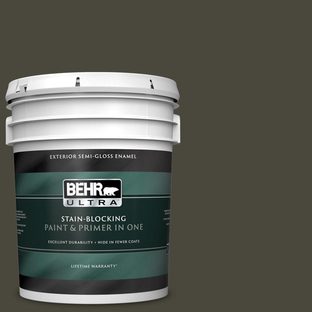BEHR ULTRA 5 gal. PPU2401 Black Mocha SemiGloss Enamel