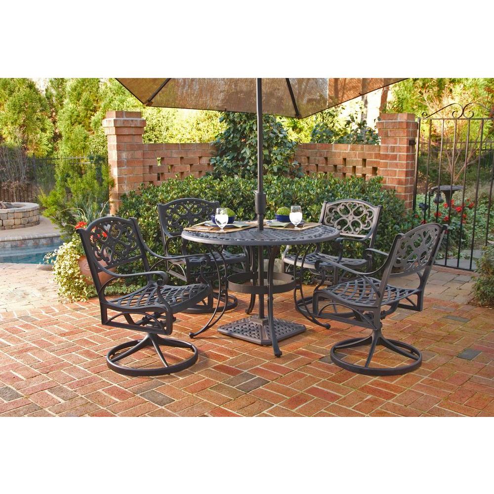 Home Styles Biscayne 42 In Black 5 Piece Round Swivel Patio Dining Black 5 Piece Round Swivel Patio Dining Set