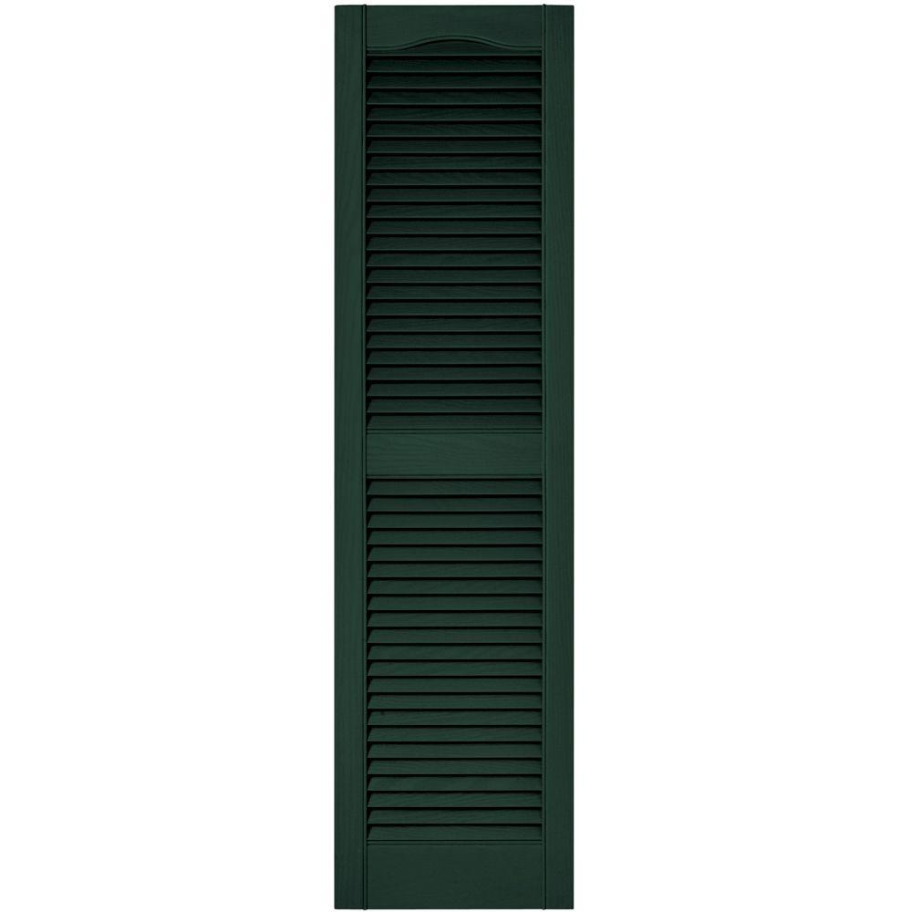 Builders Edge 15 in. x 55 in. Louvered Vinyl Exterior Shutters Pair in