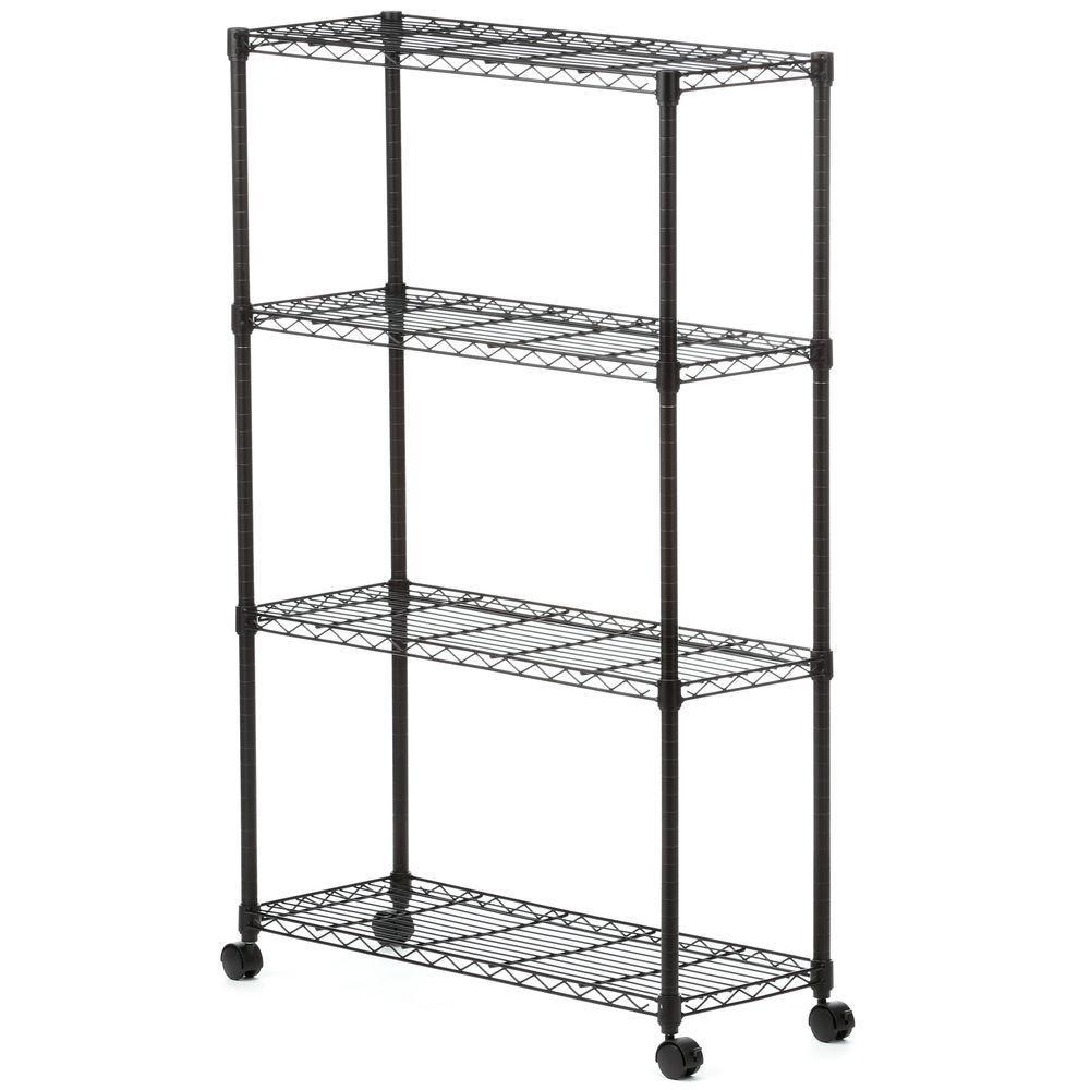Sandusky 54 In H X 36 W 14 D 4 Shelf Steel Mobile Sandusky 54 In H X 36 W 14 D 4 Shelf Steel Mobile Shelving Unit Black Mws361454 The Home Depot