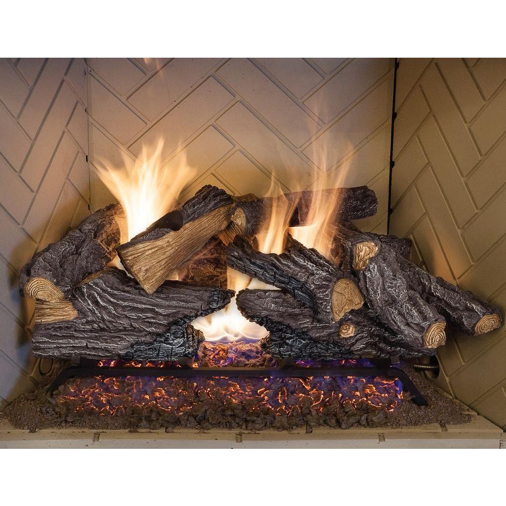 24 In Split Oak Vented Natural Gas  Log Set Dual Burner 