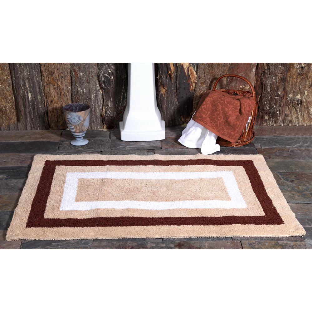 Saffron Fabs Race Track 50 In X 30 Cotton Brown Reversible Machine Washable Bath Rug
