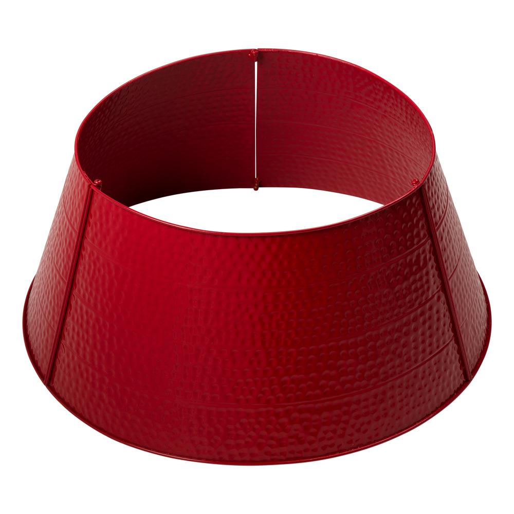 Glitzhome 26 In. Dia Red Hammered Metal Tree Collar(KD)-2004600003 ...