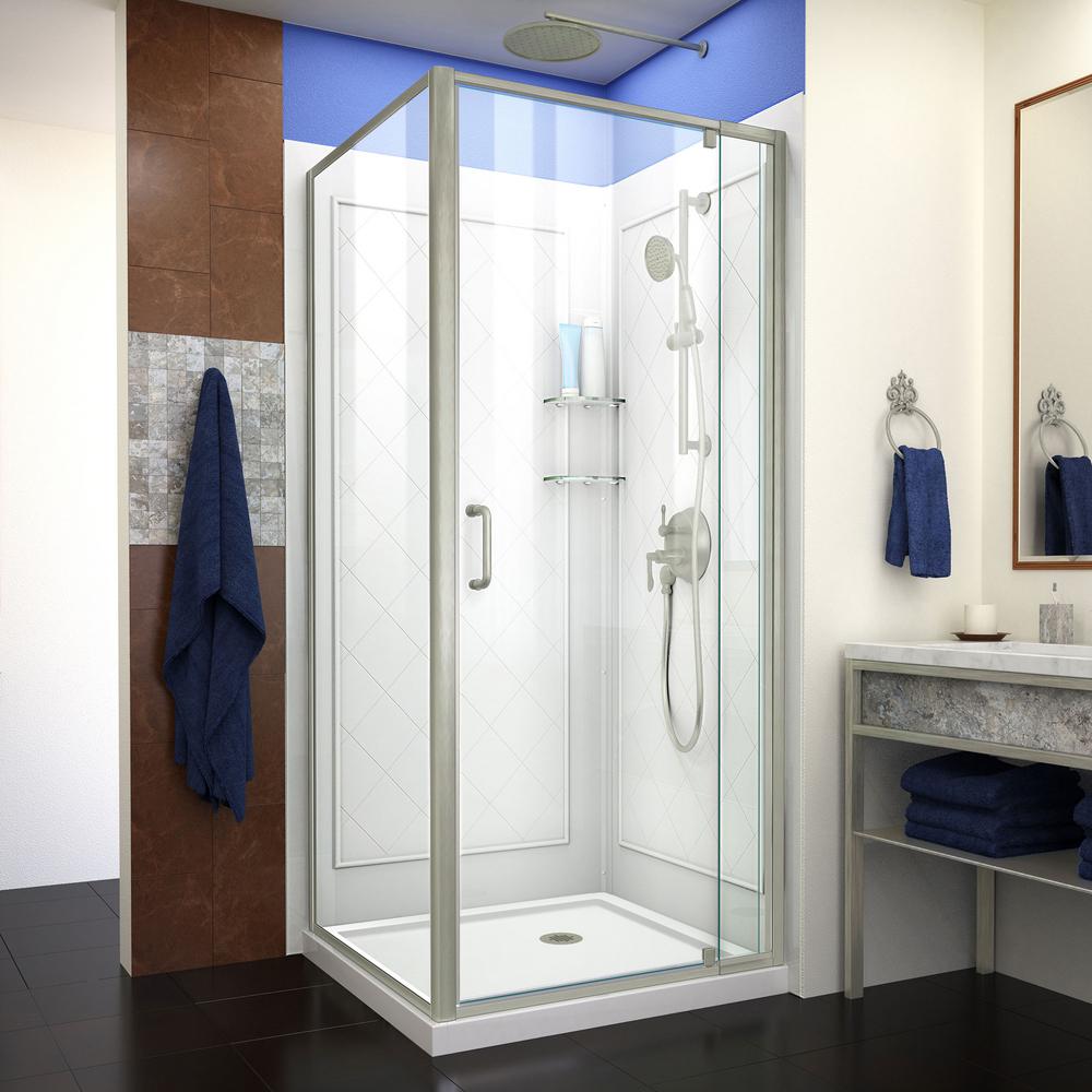 Center Shower Stalls Kits Showers The Home Depot Flex 32 In X 76 75 Framed Corner