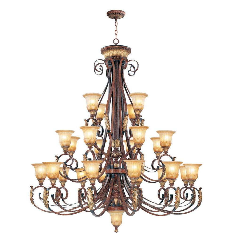 Livex Lighting 24 Light Verona Bronze Incandescent Ceiling Livex Lighting 24 Light Verona Bronze Incandescent Ceiling Chandelier With Aged Gold Leaf Accents