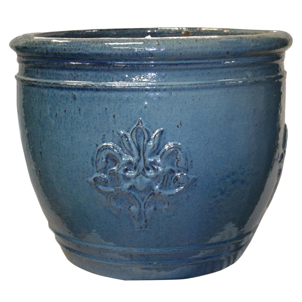 MARIPOSA POTTERY 22.75 in. Ceramic X-Large La Cienega Pot in Blue-XLLCPBL - The Home Depot