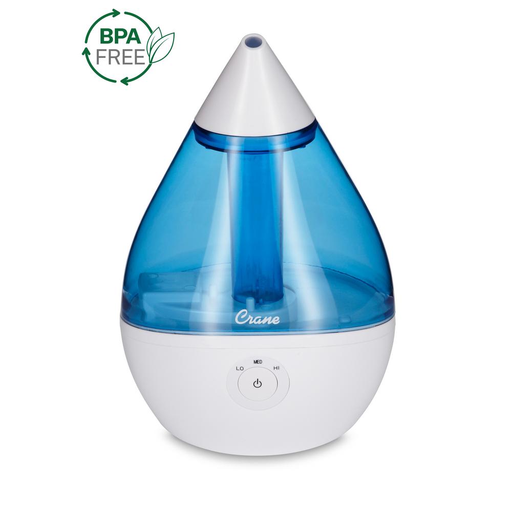 Crane Droplet Ultrasonic Cool Mist Humidifier, Blue Brilliance