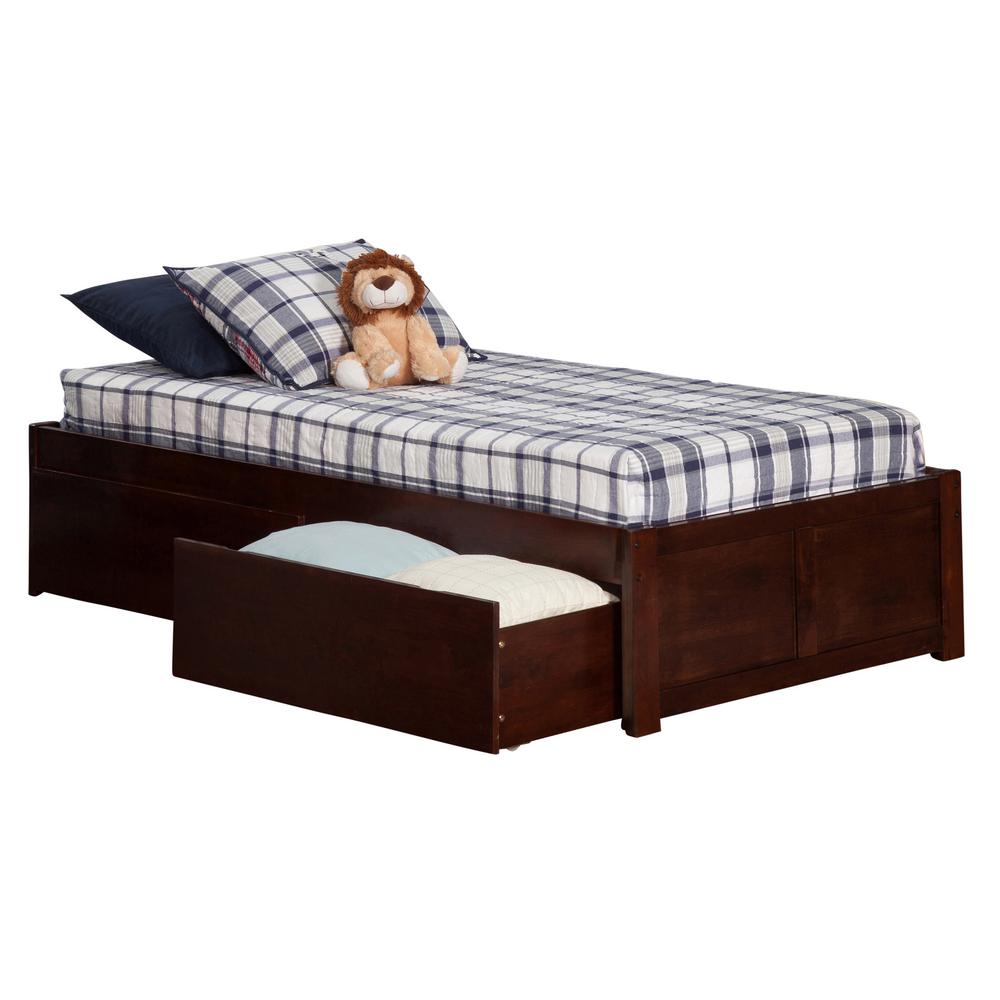 Atlantic Furniture Concord Walnut Twin Platform Bed With Flat Panel Atlantic Furniture Concord Walnut Twin Platform Bed With Flat Panel Foot Board And 2 Urban