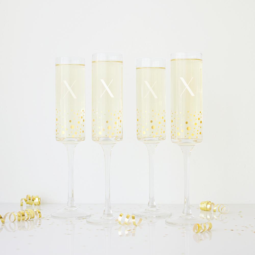 Cheers 8 oz. Glass Champagne Flutes in Gold GCH3668 The Home Depot