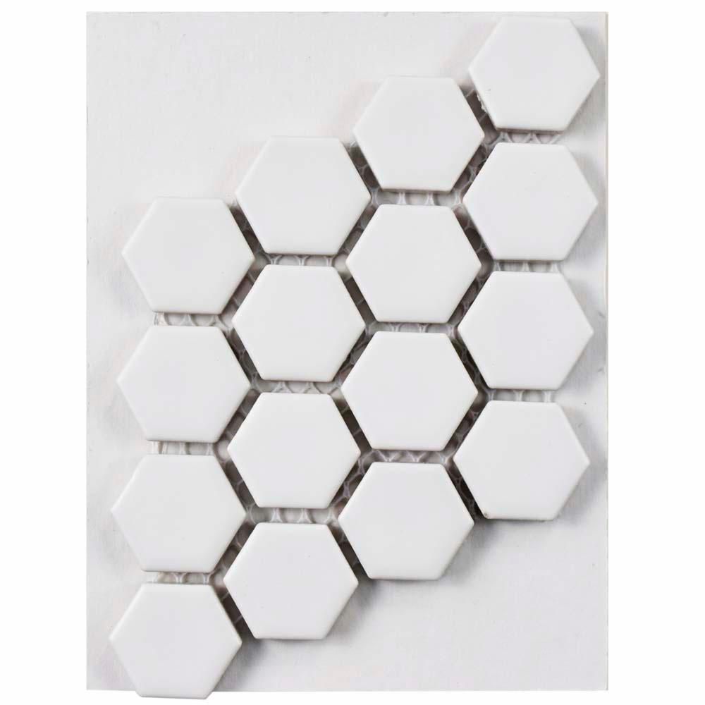 Merola Tile Metro Hex Matte White Porcelain Mosaic 3 In X 4 Sample Merola Tile Metro Hex Matte White Porcelain Mosaic 3 In X 4 Sample