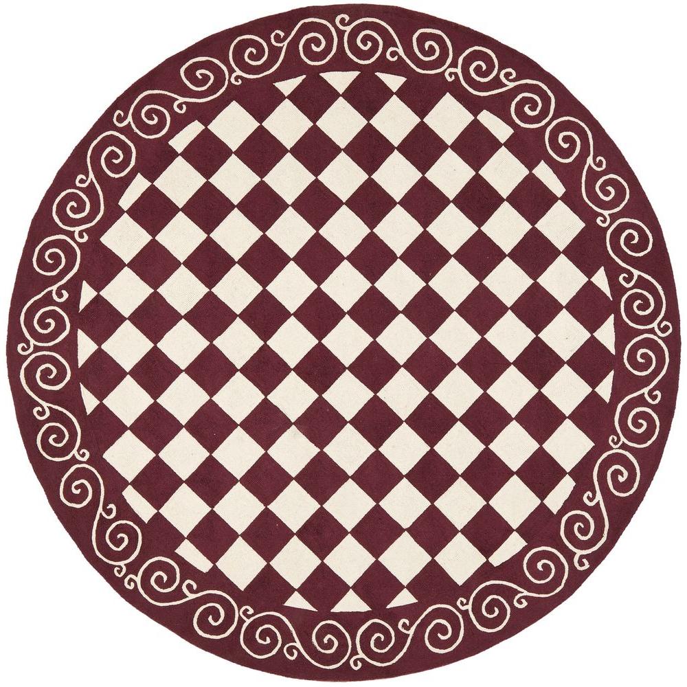 Safavieh Chelsea Burgundy/Ivory 6 ft. x 6 ft. Round Area RugHK711C5R