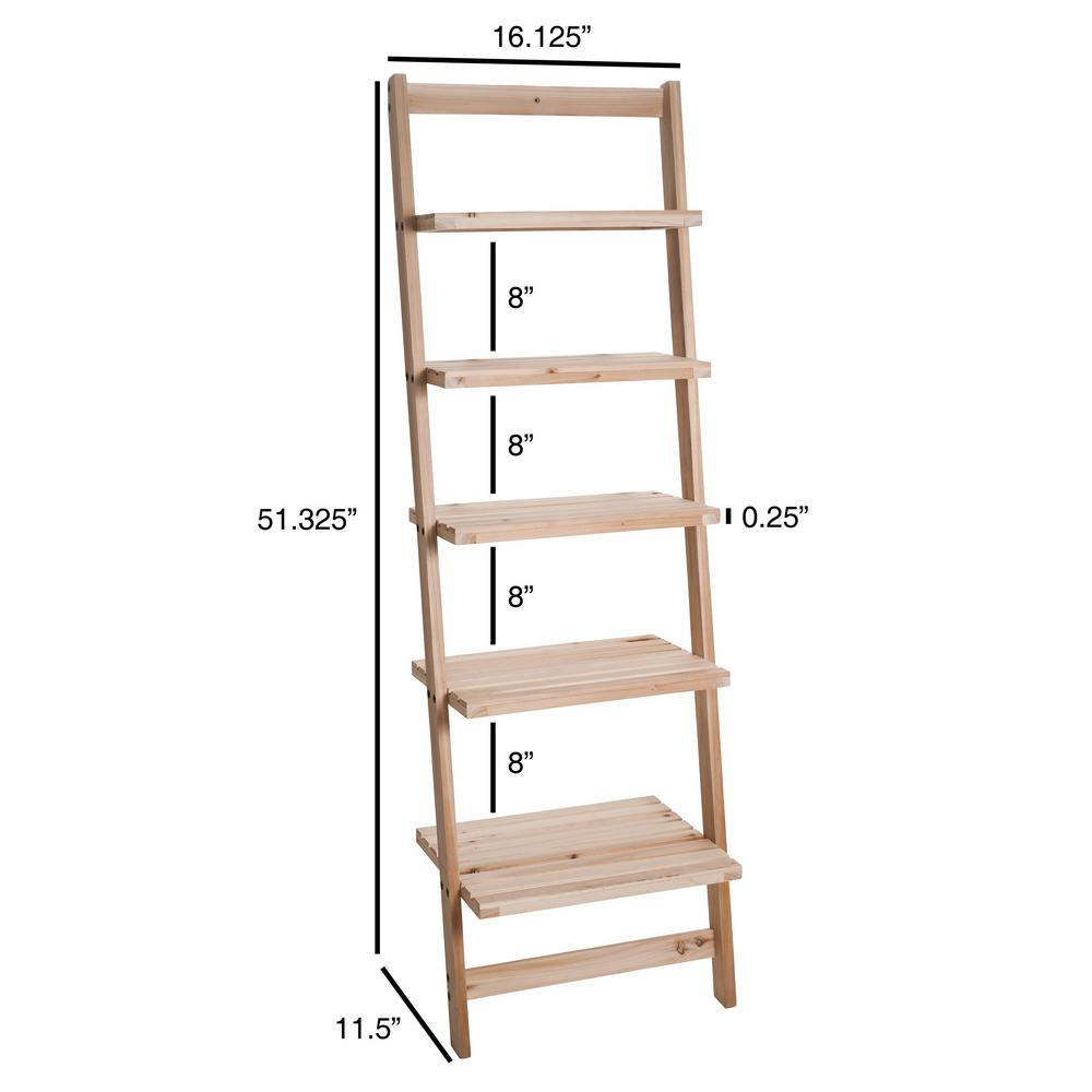 Lavish Home 51 32 In Natural Wood 5 Shelf Ladder Bookcase With