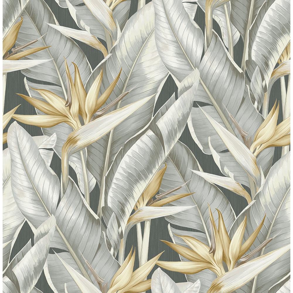 Kenneth James Arcadia Grey Banana Leaf Wallpaper-PS40200 - The Home Depot