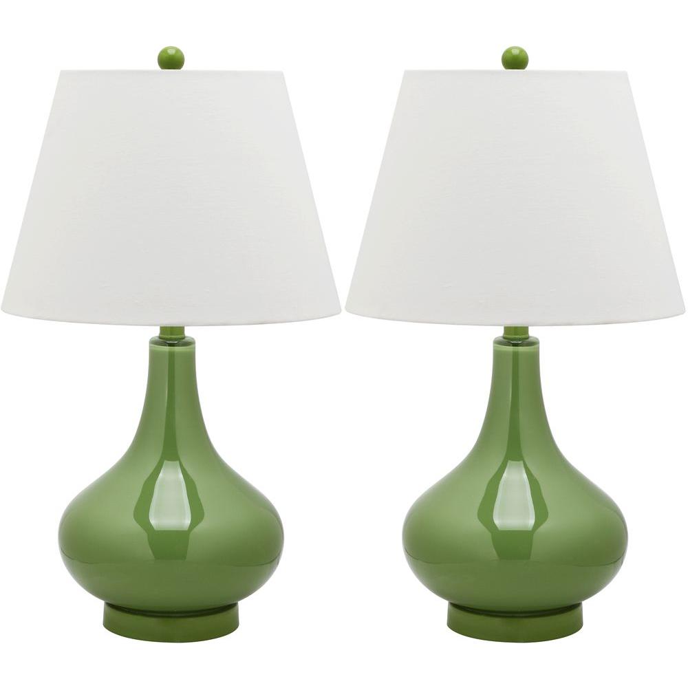 Safavieh Amy 24 in. Fern Green Gourd Glass Lamp (Set of 2)LIT4087G