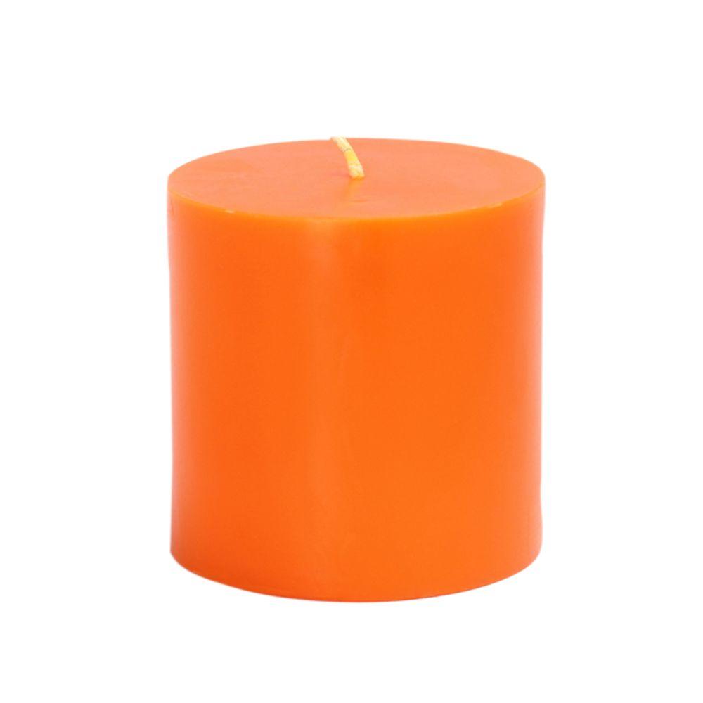 Zest Candle 3 In X 3 In Orange Pillar Candles Bulk 12 Case Cpz