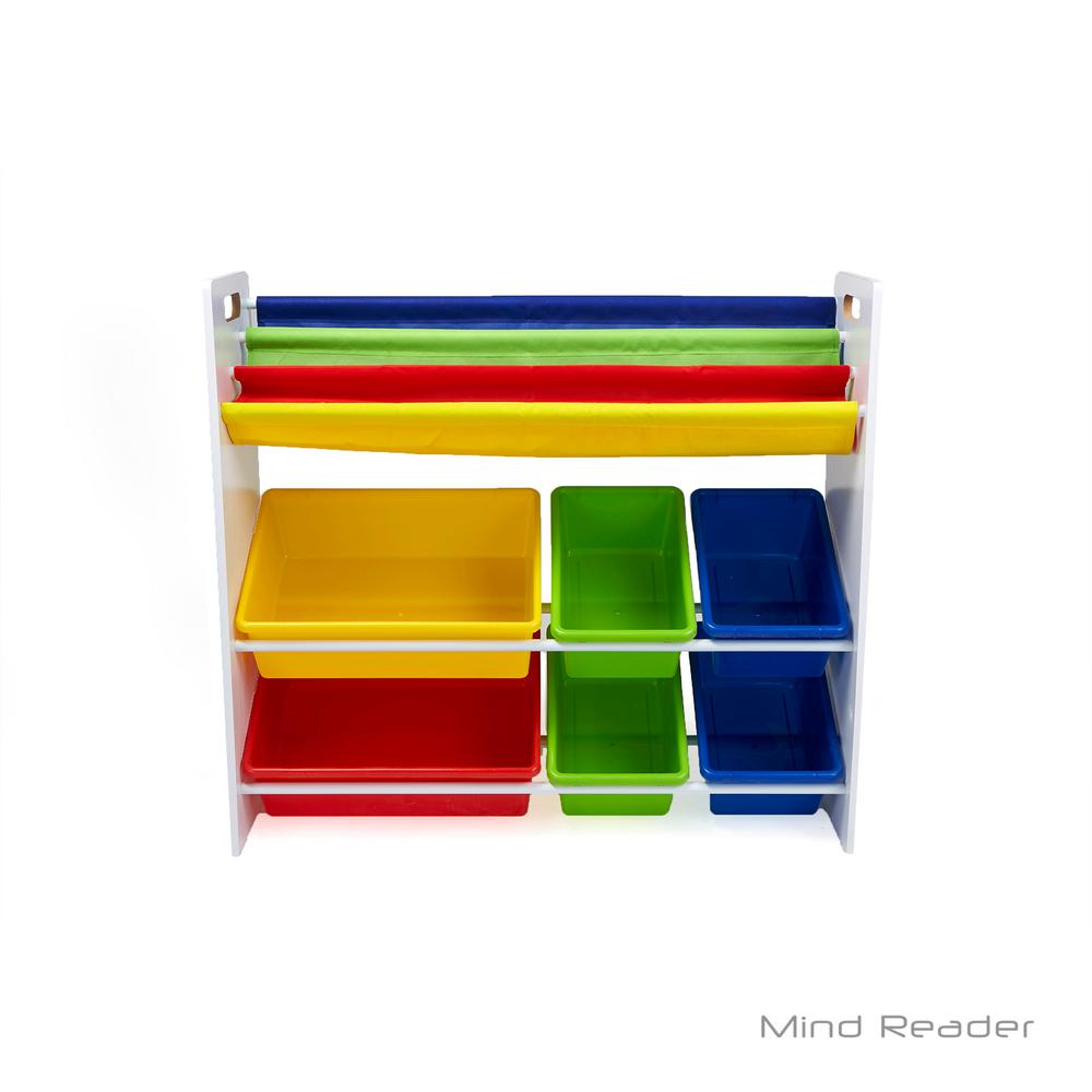 Mind Reader White Wood with Toy Storage Book Shelf by Mind Reader