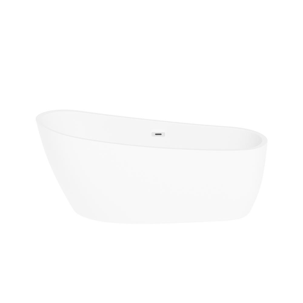 Wyndham Collection Mermaid 67 In Acrylic Flatbottom Center Drain Soaking Tub In White Wcobt100367 The Home Depot
