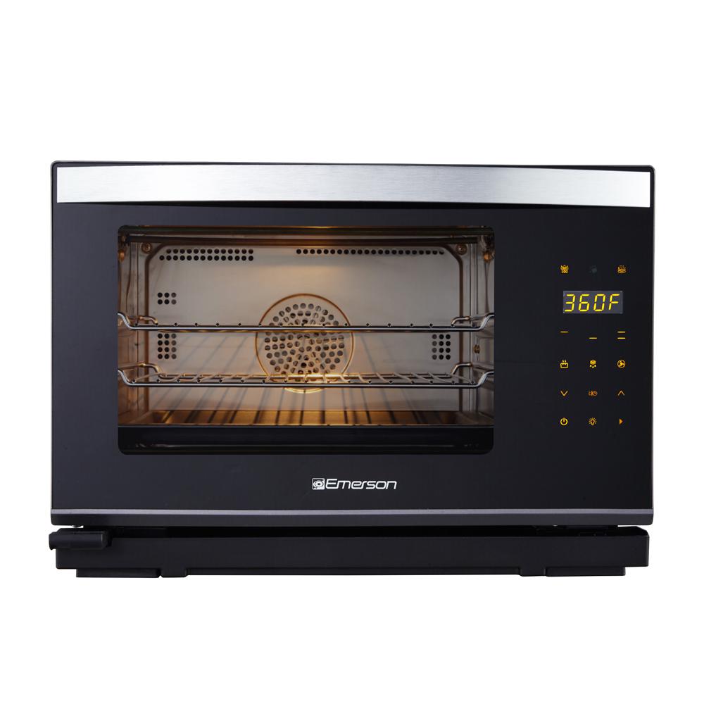 Emerson Deluxe 0 9 Cu Ft 6 Slice Black And Stainless Steel Steam Emerson Deluxe 0 9 Cu Ft 6 Slice Black And Stainless Steel