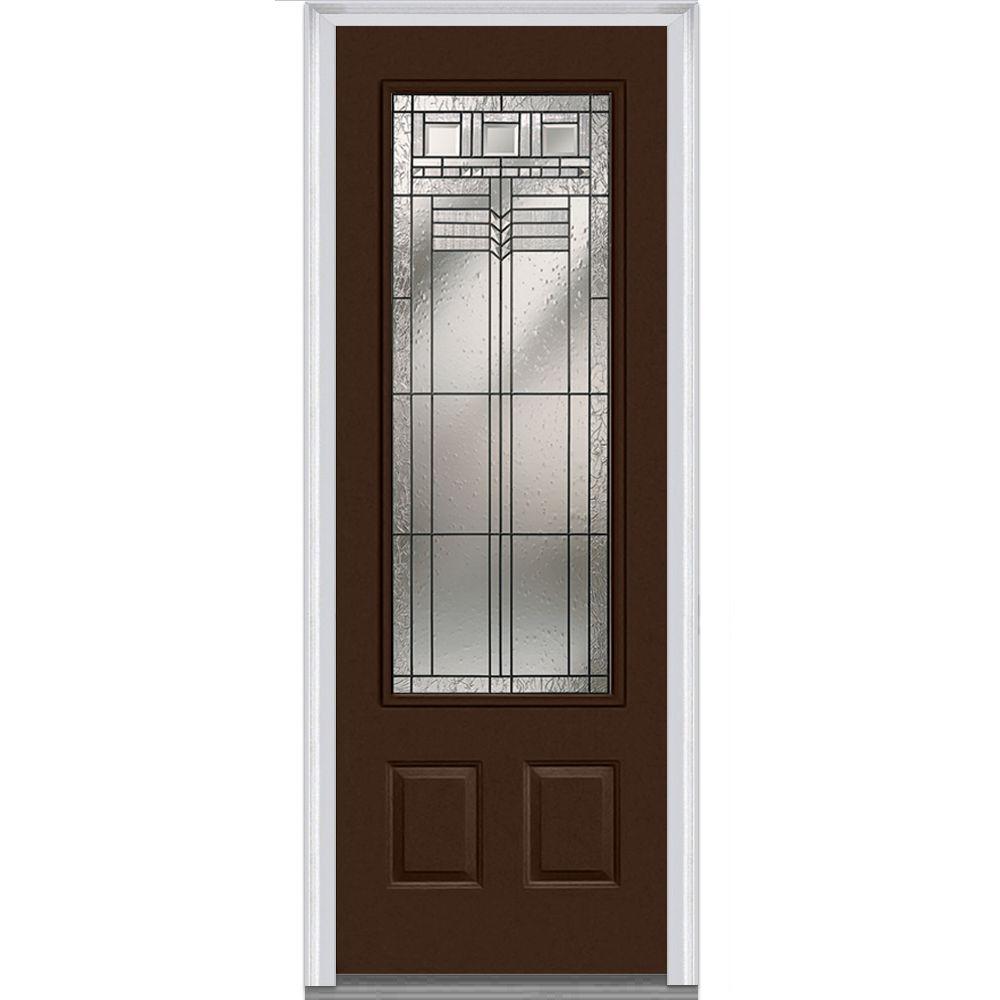 MMI Door 36 in. x 96 in. Oak Park Right-Hand 3/4 Lite 2-Panel Classic ...