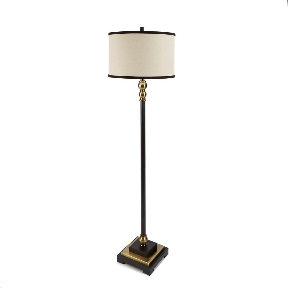 Silverwood Monroe 57.75 in. Black Floor lamp with Linen ShadeCPLF1453
