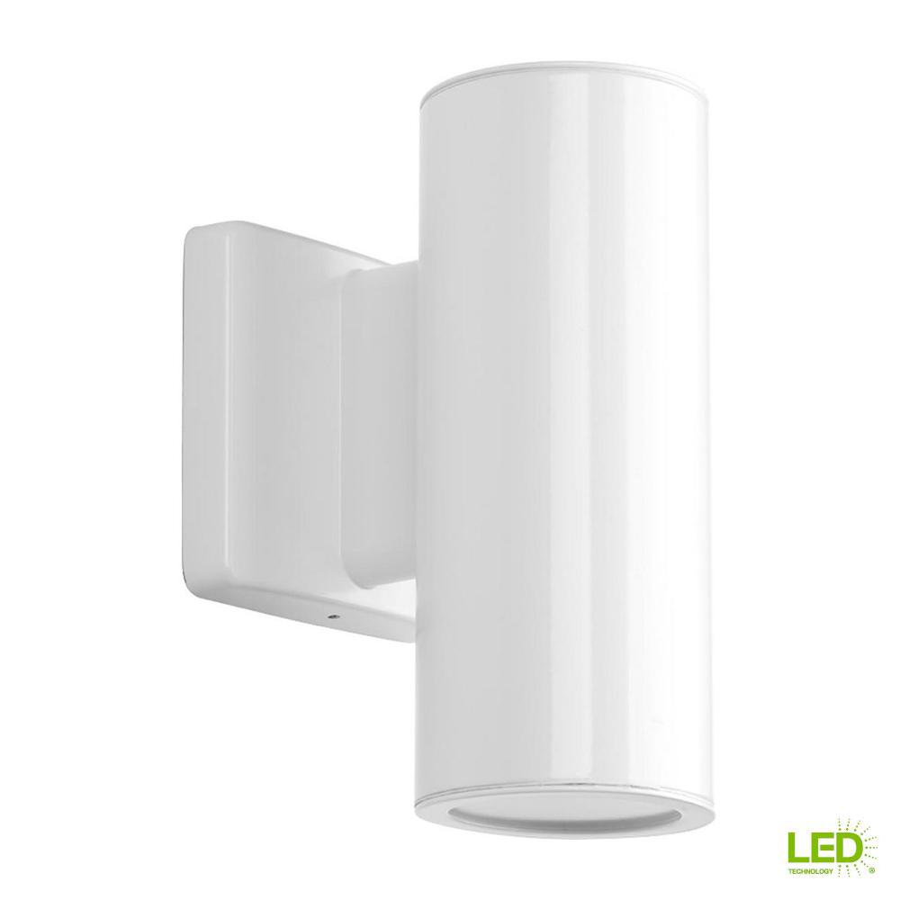 Progress Lighting Cylinders Collection 2 Light White Integrated Led Cylinders Collection 2 Light White Integrated Led 8 25 In Outdoor Wall Mount Cylinder