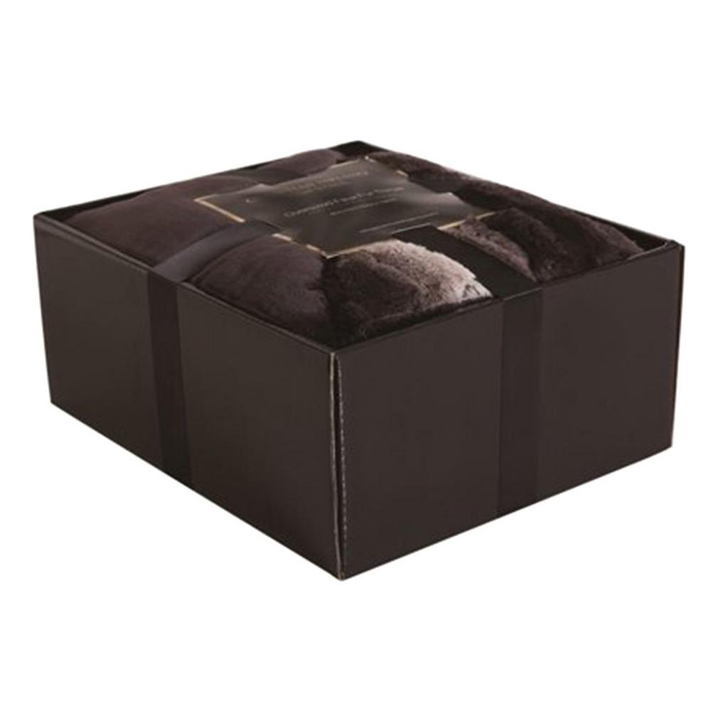 Christian Siriano 60 in. x 70 in. Black Ombre Luxury Faux Fur Filled Throw with Gift Box TH1695