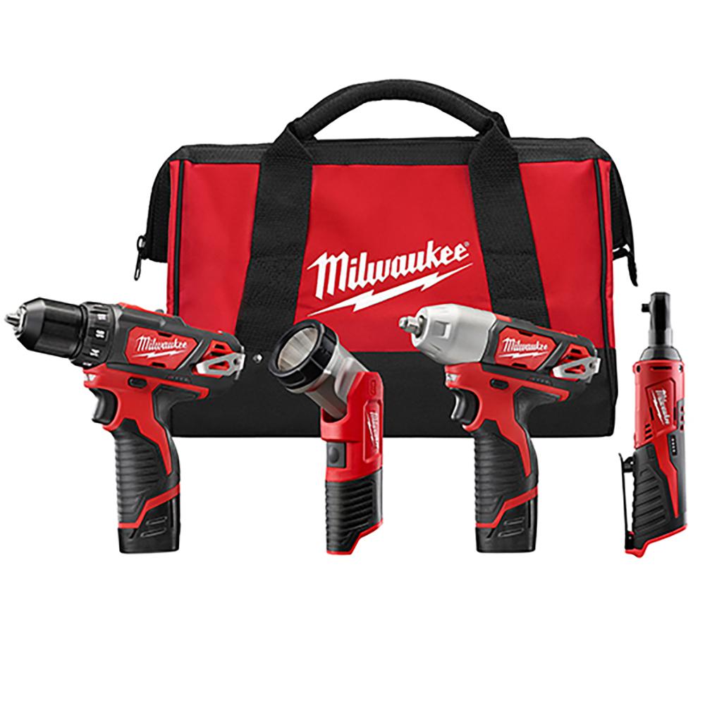 Milwaukee M12 12 Volt Lithium Ion Cordless Combo Tool Kit 4 Tool With Milwaukee M12 12 Volt Lithium Ion Cordless Combo Tool Kit 4 Tool With