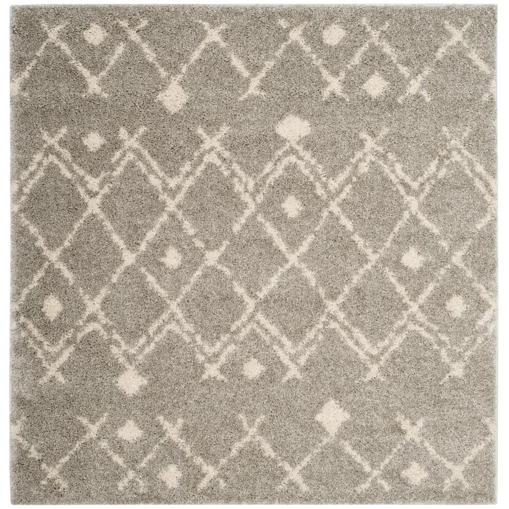 Safavieh Berber Shag Light Gray/Cream 5 ft. x 5 ft. Square Area Rug ...