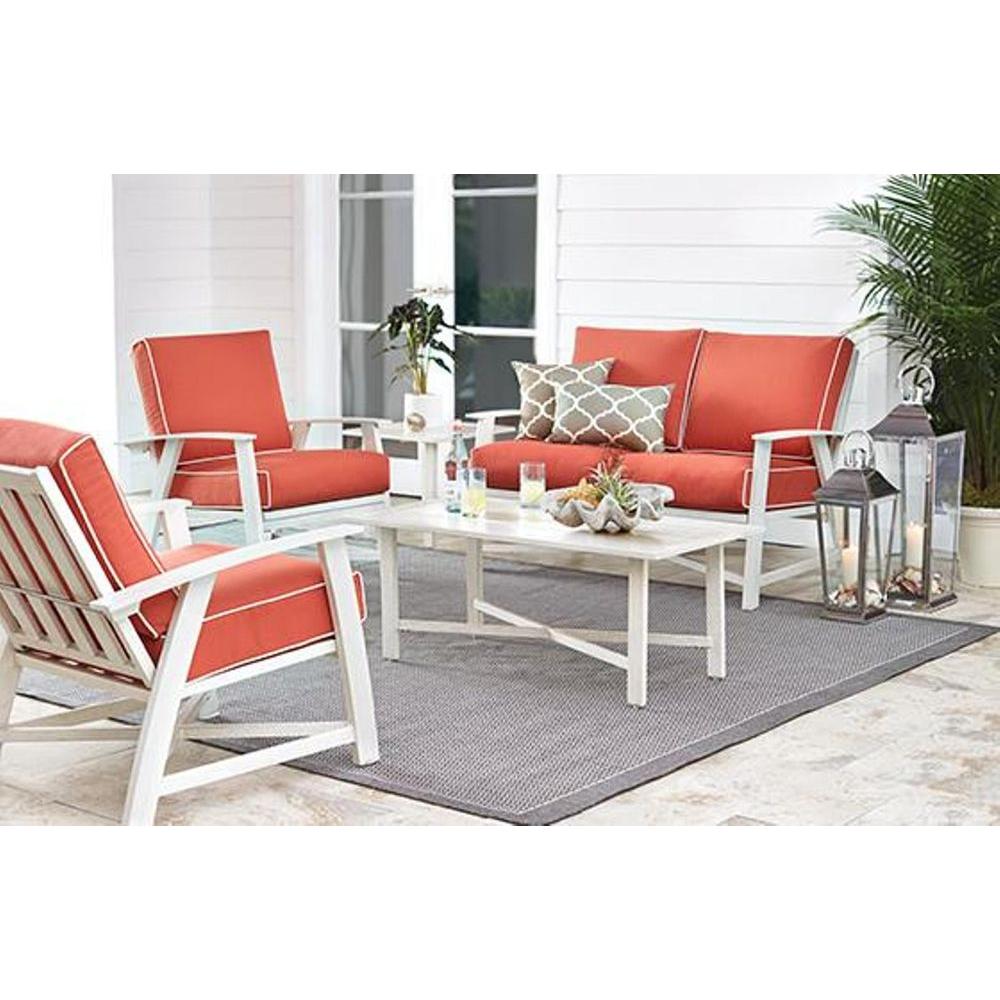 St Augustine 5 Piece Aluminum Patio Chat Set With Coral Cushions